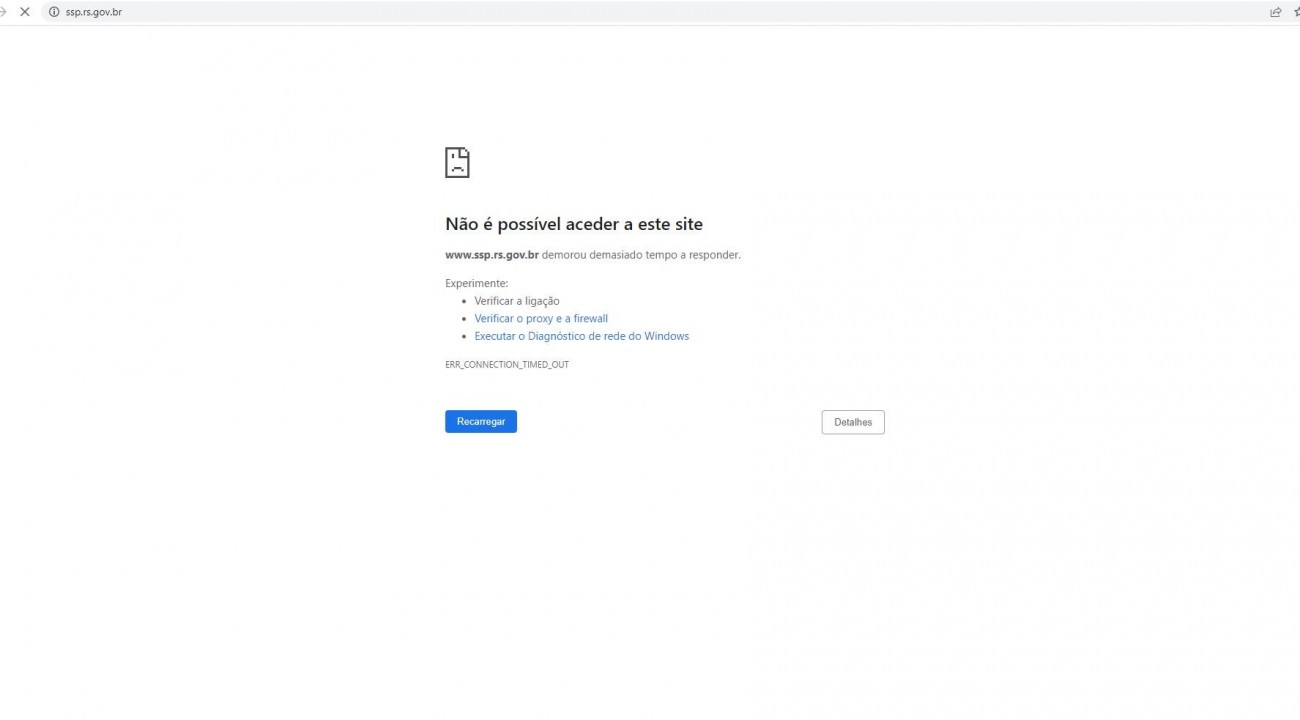 Sites relacionados ao governo do RS ficam indisponíveis.